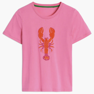 Boden Embroidered Lobster Cotton Graphic T-Shirt