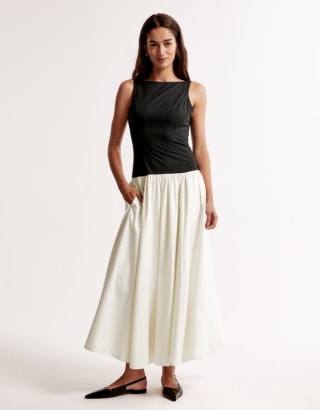 Abercrombie & Fitch Drop-Waist Midi Dress