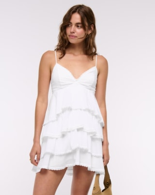 Abercrombie & Fitch V-Neck Ruffle Tiered Mini Dress