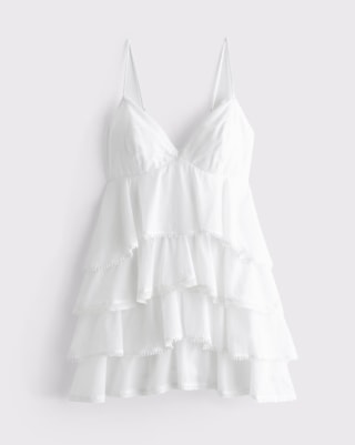 Abercrombie & Fitch V-Neck Ruffle Tiered Mini Dress