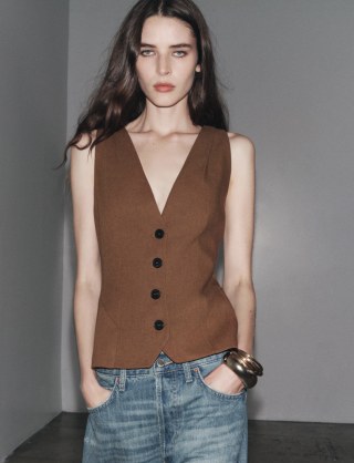 Zara ZW Collection Linen Blend Volume Vest