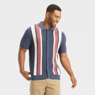 Goodfellow & Co Men's Striped Full Button Sweater