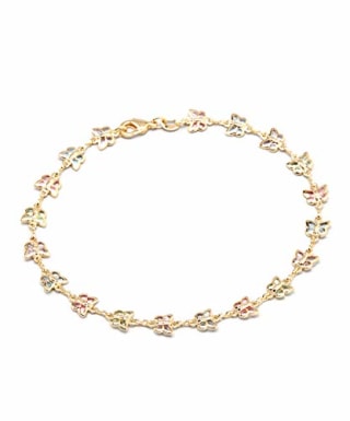 Barzel 18K Gold Plated Multi Color Butterfly Anklet
