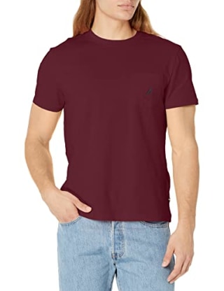 Nautica Men’s Solid Crew Neck Short-Sleeve Pocket T-Shirt