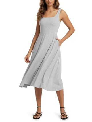 Ododos Square Neck Midi Dress
