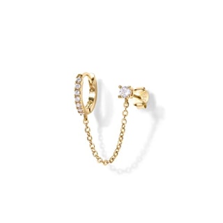 Pavoi 14K Double Piercing Dangle Chain Earrings