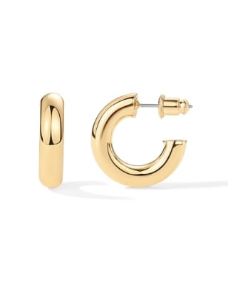 PAVOI 14K Yellow Gold Plated Lightweight Chunky Open Hoops