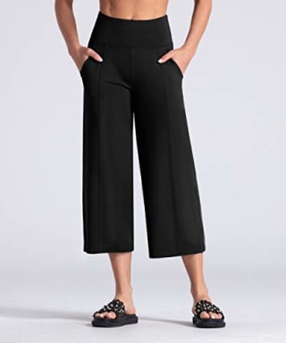 The Gym People Wide Leg Tummy Control Crop Pants