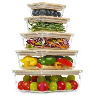 Urban Green Glass Containers with Bamboo Lids