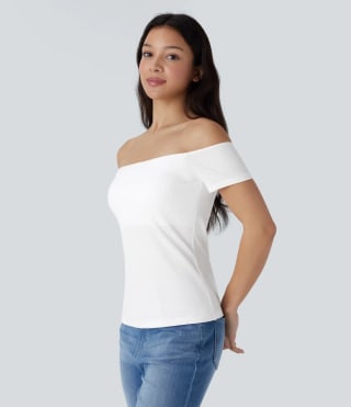 Halara Off-Shoulder Short-Sleeve Top