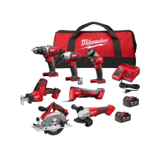 Milwaukee M18 18-Volt Lithium-Ion Cordless Combo Kit with Batteries, Charger and Bag
