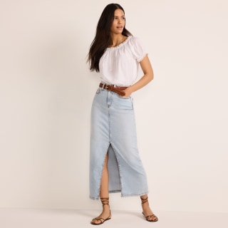 Lands' End Soft Denim Maxi Skirt