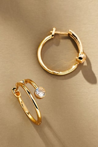 Anthropologie Crystal Multi-Loop Hoop Earrings