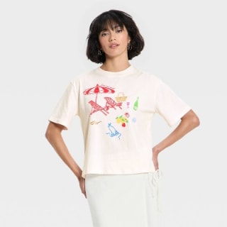 Future Collective Women's Relaxed Short Sleeve Beach Graphic T-Shirt