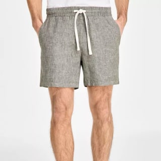 Sun + Stone Men's Chase Regular-Fit Linen Blend Shorts (6 Inch)