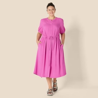 Amazon Essentials Half-Sleeve Midi A-Line Dress with Pockets