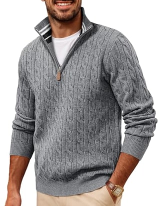 PJ Paul Jones Men's Knitted Quarter Zip Sweater