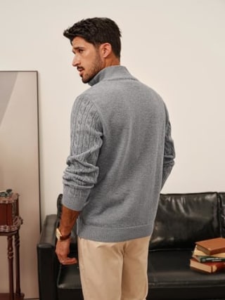 PJ Paul Jones Men's Knitted Quarter Zip Sweater