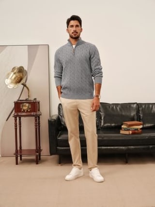 PJ Paul Jones Men's Knitted Quarter Zip Sweater