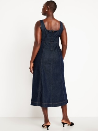 Old Navy Fit & Flare Sleeveless Denim Midi Dress