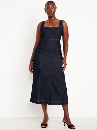 Old Navy Fit & Flare Sleeveless Denim Midi Dress