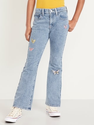 High-waisted Embroidered Flare-leg Jeans for Girls