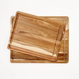 Figmint Reversible Wood Charcuterie & Kitchen Boards with Juice Canal (2 Piece)