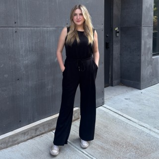 Scoop Scuba Knit Racerback Wide Leg Jumpsuit