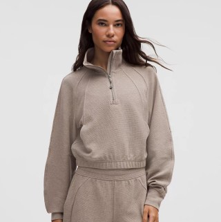 Lululemon Scuba Waffle Cropped Funnel-Neck Half Zip