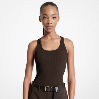 Michael Kors Ribbed Scoop-Neck Tank Top