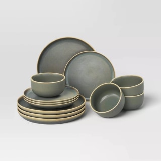 Threshold Stoneware Tilley Dinnerware Set Olive Green (12 Piece)