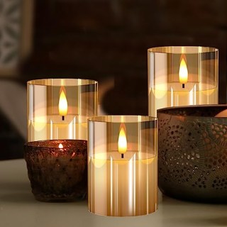 Tyawon Glass Battery Operated LED Flameless Candles