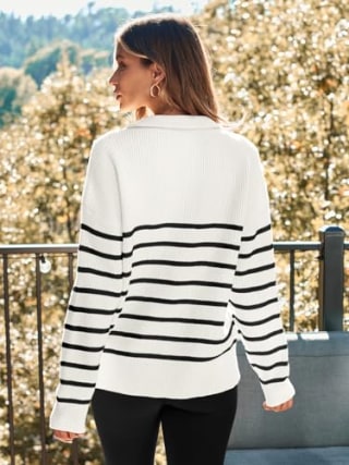 Lillusory Quarter Zip Striped Sweater