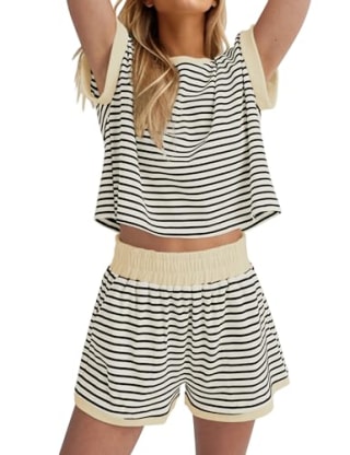 Missactiver Stripe Shorts Set
