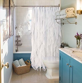 Reisen White Ruffle Shower Curtain