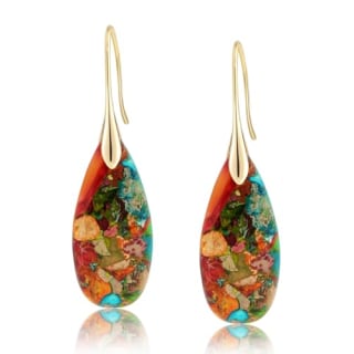 Sriomu Natural Healing Stone Dangle Drop Earrings