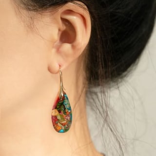 Sriomu Natural Healing Stone Dangle Drop Earrings