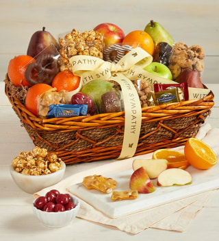 With Sympathy Fruit & Sweets Gift Basket