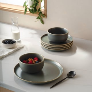 Threshold Stoneware Tilley Dinnerware Set Olive Green (12 Piece)