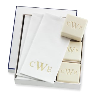 Williams Sonoma Home Monogrammed Soap and Towel Gift Set