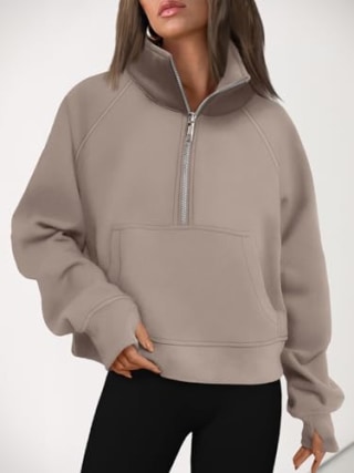 Automet Half Zip Cropped Pullover Sweatshirt