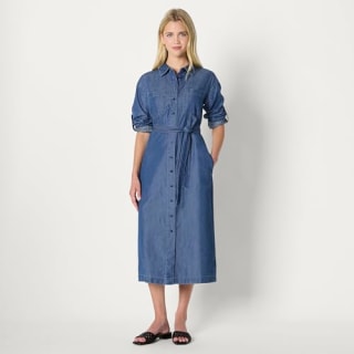 Amazon Essentials Denim Chambray Midi Dress