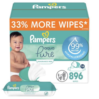 Pampers Baby Wipes Aqua Pure, 99% Water Based Wipes (16 Flip-Top Packs)