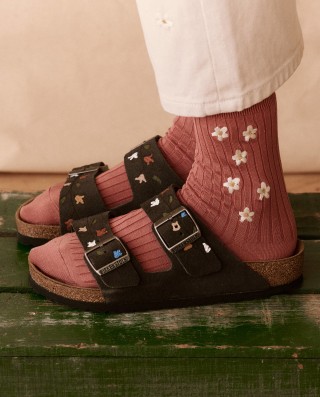 The Great Birkenstock Arizona with Hand Painted Tooled Tulip