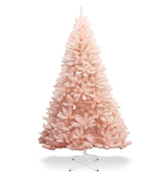 Pink Faux Christmas Tree with Iron Stand