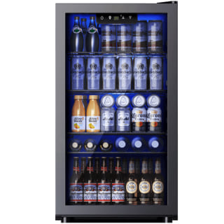 Simzlife Beverage Refrigerator and Cooler with Glass Door for (130 Can Capacity)