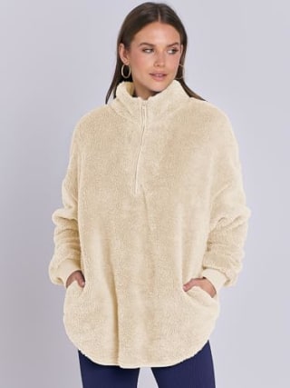 Anrabess Fuzzy Fleece Zip Up