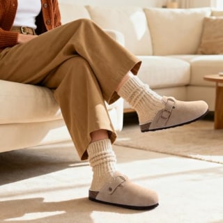 Kidmi Women's Fur Lined Suede Clogs