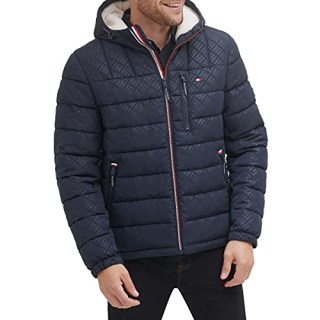 Tommy Hilfiger Midweight Sherpa Lined Hooded Water Resistant Puffer Jacket