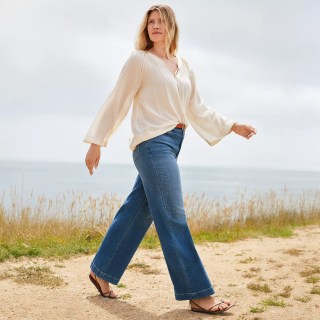 Lands' End Plus Size High Rise Wide Leg Denim Jeans